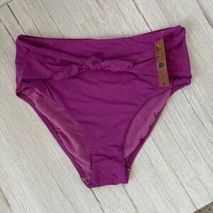 Cremieux AMAVI | Women's Orchid Tie Front High Waist Bikini Bottoms M